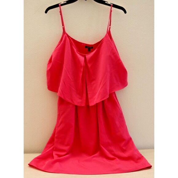 Apt. 9 D3396 Women Sz L Magenta Pink Spaghetti Strap Ruffle Top Mini Dress $225 - Picture 1 of 9